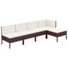 vidaXL 5 pcs conjunto lounge jardim c/ almofad&otilde;es vime PE castanho