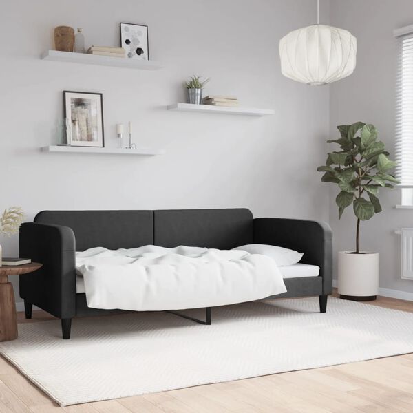 vidaXL Sof&aacute;-cama 90x190 cm tecido preto