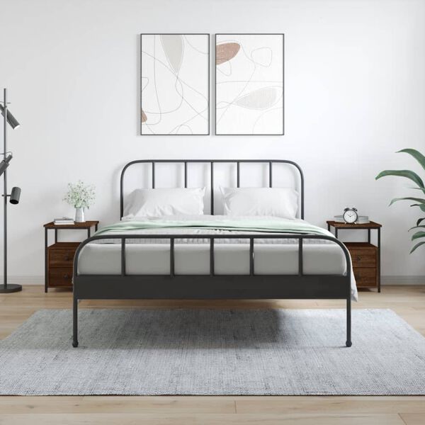 vidaXL Mesas de cabeceira 2 pcs derivados de madeira carvalho castanho