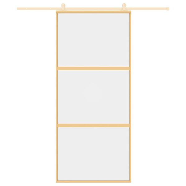 vidaXL Porta deslizante 90x205 cm vidro ESG/alumínio dourado