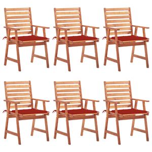 vidaXL Cadeiras de jantar p/ jardim 6 pcs c/ almofad&otilde;es ac&aacute;cia maci&ccedil;a