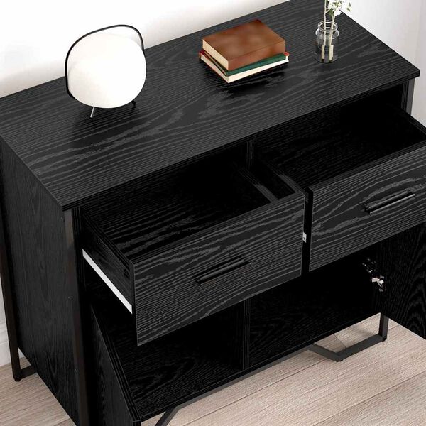 vidaXL Buffet com gaveta Carvalho Preto 79,5 x 35,5 x 74,5 cm