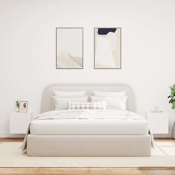 vidaXL M&oacute;veis de parede p/ TV com luzes LED 2 pcs 40,5x35x40 cm branco