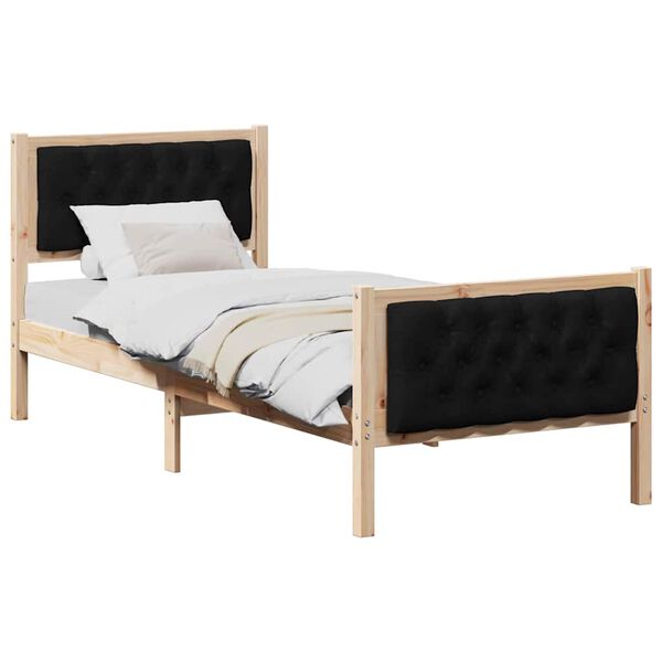 vidaXL Estrutura da Cama Preto 75 x 190 cm Madeira de Pinheiro S&oacute;lida
