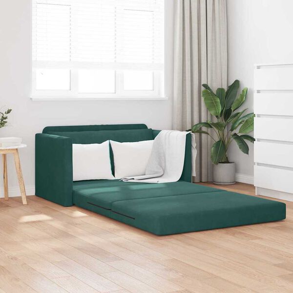 vidaXL Sof&aacute;-Cama 110cm Verde Escuro Veludo