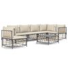 vidaXL 7 pcs conjunto lounge de jardim c/ almofad&otilde;es vime PE antracite