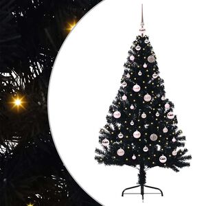 vidaXL &Aacute;rvore de Natal Artificial Pr&eacute;-iluminada Preto 150 cm PVC