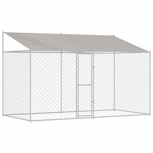 vidaXL Gaiola para cachorro com telhado Prateado 400 x 200 x 256 cm