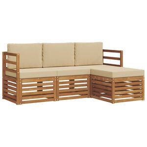 vidaXL Conjunto de Sof&aacute;s para Exterior 4 pcs Natural e Bege