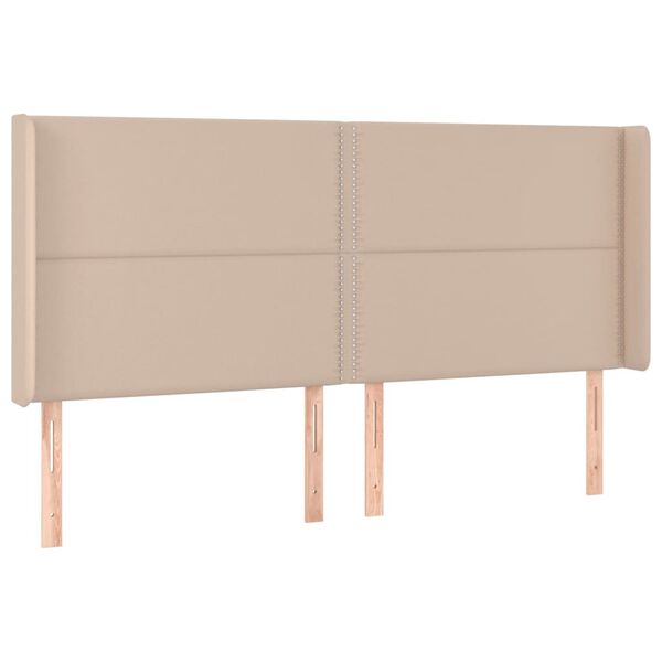 vidaXL Cabeceira cama c/ LED couro artif. 183x16x118/128 cm cappuccino