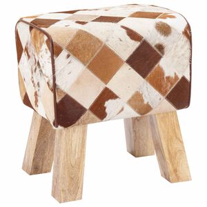 vidaXL banco 40 x 30 x 45 cm Couro Verdadeiro Patchwork castanho