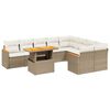 vidaXL 10 pcs conjunto de sof&aacute;s p/ jardim com almofad&otilde;es vime PE bege