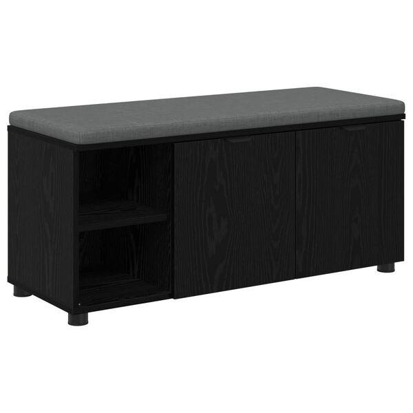 vidaXL Banco de Hall com almofada Liso Carvalho Preto 100 x 38 x 46 cm