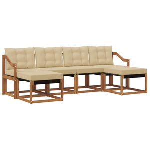 vidaXL Conjunto de Sof&aacute;s para Exterior 6 pcs Natural e Bege