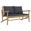 vidaXL 4pcs conj. lounge de jardim bambu c/ almofadões cinzento-escuro