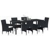 vidaXL Conjunto de Jantar para Jardim com almofada 7 pcs Preto vime PE