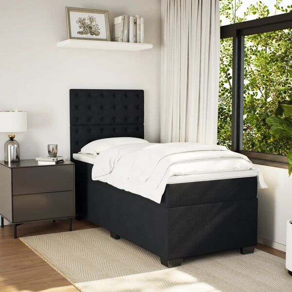 vidaXL Cama com molas/colch&atilde;o 100x200 cm veludo preto