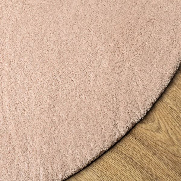vidaXL Tapete pelo curto macio e lav&aacute;vel HUARTE &Oslash; 160 cm rosa-p&aacute;lido