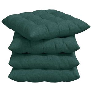 vidaXL Almofadas de Assento 4 unid. Tecido Verde-Escuro 40 x 40 x 6 cm
