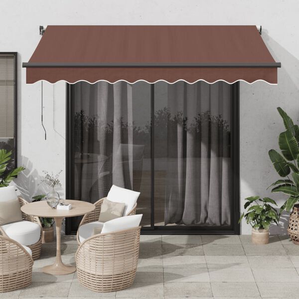 vidaXL Toldo retr&aacute;til manual com luzes LED 300x250 cm castanho