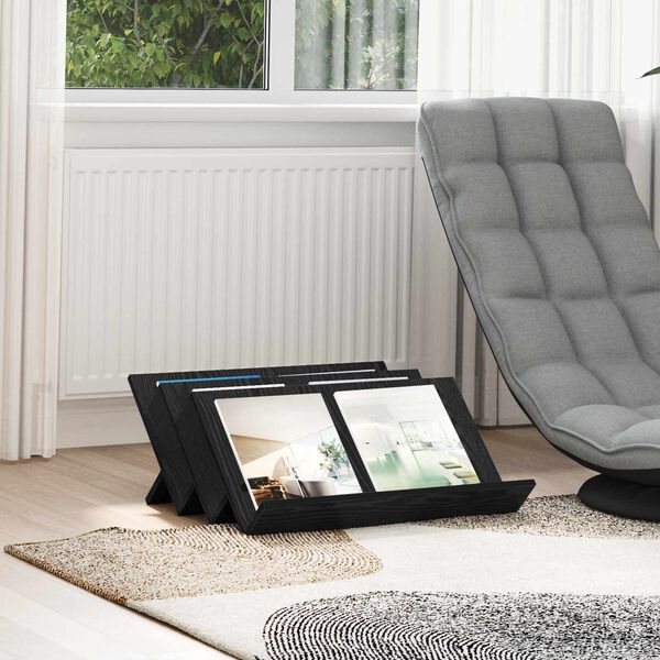 vidaXL Estante de Revistas Carvalho Preto 65 x 53 x 28,5 cm