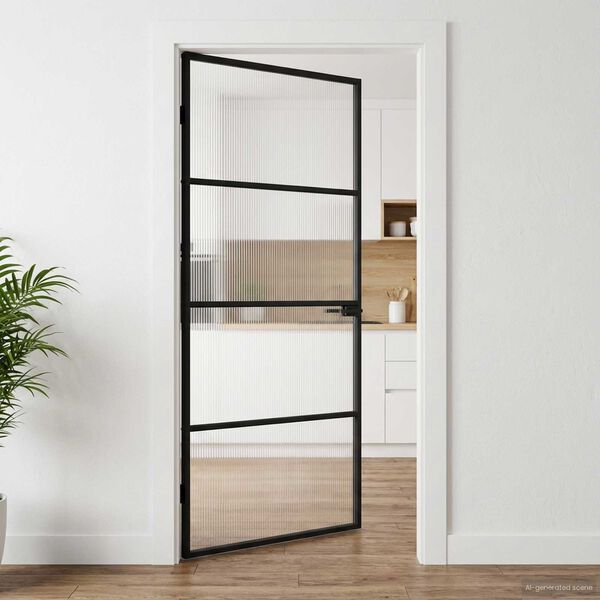 vidaXL Porta para Casa 93 x 201,5 x 3,5 cm Alum&iacute;nio e Vidro Temperado