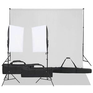 vidaXL Kit de est&uacute;dio fotogr&aacute;fico com conjunto de ilumina&ccedil;&atilde;o e fundo