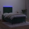 vidaXL Cama box spring com colch&atilde;o e luzes LED veludo verde-escuro