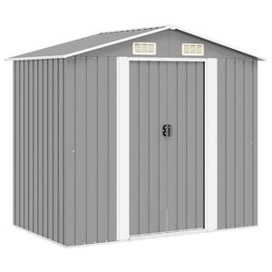 vidaXL Abrigo de jardim metal cinzento 204x132x186 cm