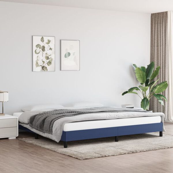 vidaXL Estrutura de cama sem colch&atilde;o 200x200 cm tecido azul