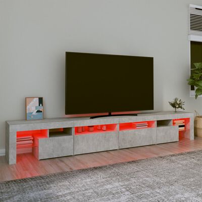 vidaXL Móvel de TV com luzes LED 260x36,5x40 cm cinzento cimento