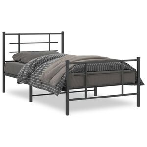 vidaXL Estrutura de cama com cabeceira e p&eacute;s 100x200 cm metal preto
