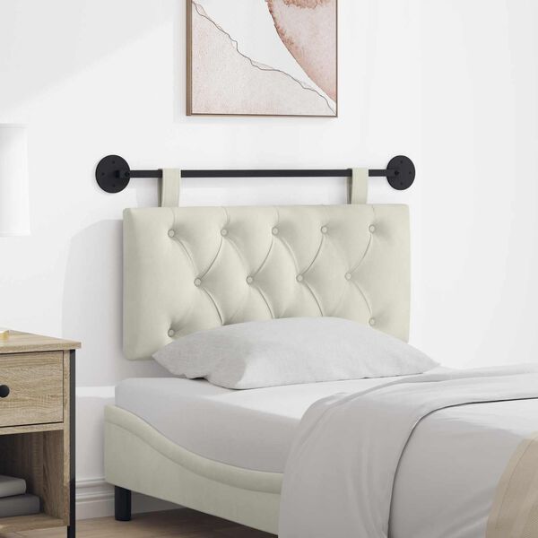 vidaXL Cabeceira Suspensa Creme 90 x 55 x 7 cm Veludo