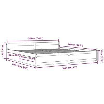 vidaXL Estrutura de cama c/ gavetas 180x200 cm tamanho Super King