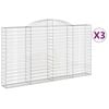 vidaXL Cestos gabi&atilde;o arqueados 3pcs 300x30x160/180cm ferro galvanizado