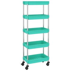 vidaXL Carrinho cozinha 5 prateleiras ferro/ABS 42x29x128 cm turquesa