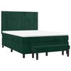 vidaXL Cama com molas/colch&atilde;o 140x190 cm veludo verde-escuro