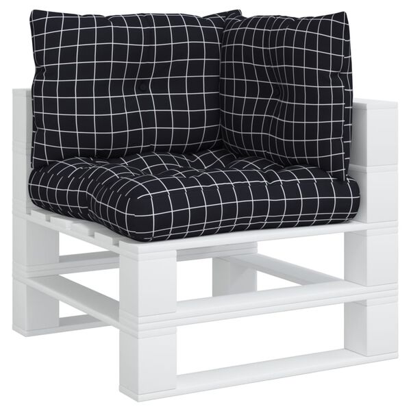 vidaXL Almofad&otilde;es p/ m&oacute;veis de paletes 3pcs tecido oxford xadrez preto