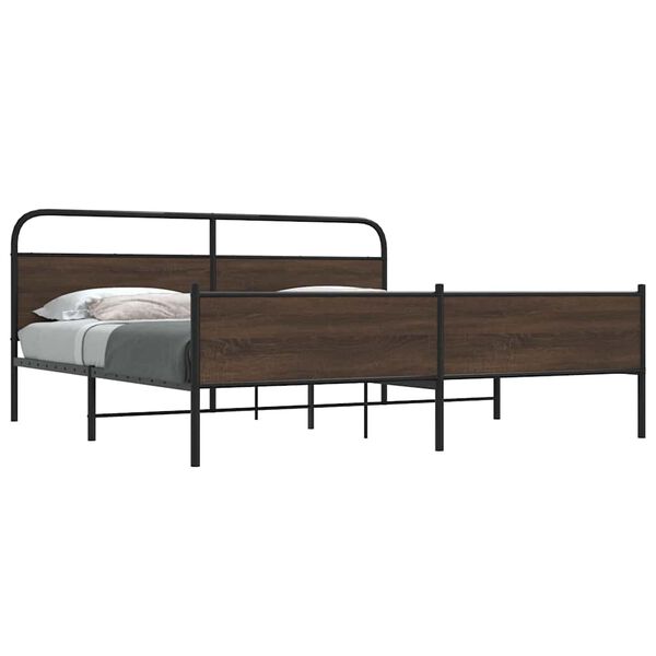 vidaXL Estrutura cama sem colch&atilde;o 193x203 cm metal carvalho castanho