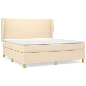 vidaXL Cama com molas/colch&atilde;o 160x200 cm tecido cor creme