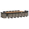 vidaXL 17 pcs conj. de jantar p/ jardim c/ almofad&otilde;es vime PE cinzento