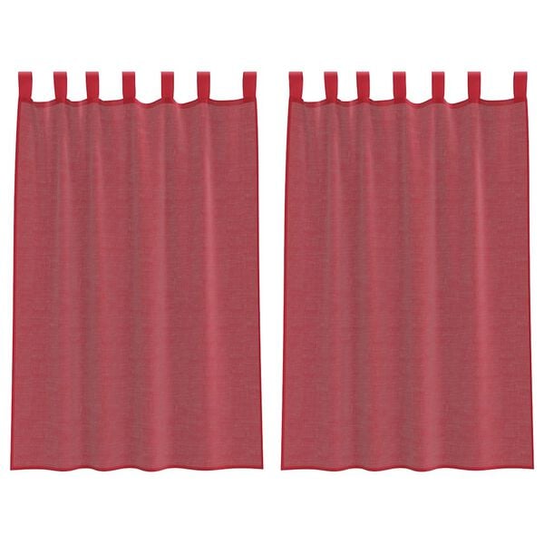 vidaXL Cortinas de voile com bolsos para varão 2 pcs vermelho tinto