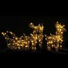 vidaXL Renas de Natal decorativas c/ tren&oacute; 320 LEDs vime branco quente