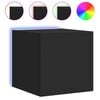 vidaXL M&oacute;veis de parede p/ TV com luzes LED 2 pcs 30,5x35x30 cm preto
