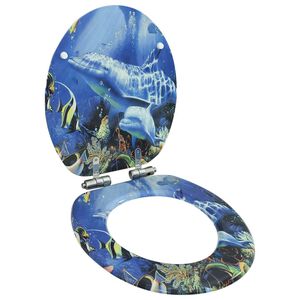 vidaXL Assento de sanita com tampa de fecho suave MDF design golfinhos