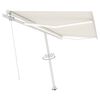 vidaXL Toldo retr&aacute;til manual com LED 450x350 cm cor creme