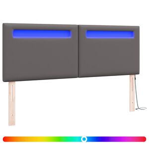 vidaXL Cabeceira LED Cinzeto 160 cm Couro Sint&eacute;tico