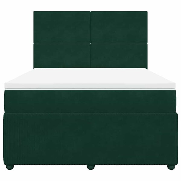vidaXL Cama com molas/colch&atilde;o 140x190 cm veludo verde-escuro