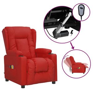 vidaXL Poltrona de massagens el&eacute;trica couro artificial vermelho tinto