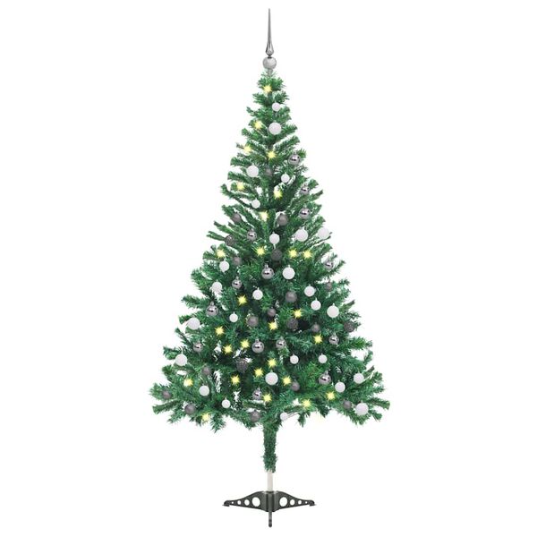 vidaXL Árvore de Natal artificial pré-iluminada com bolas 230 ramos